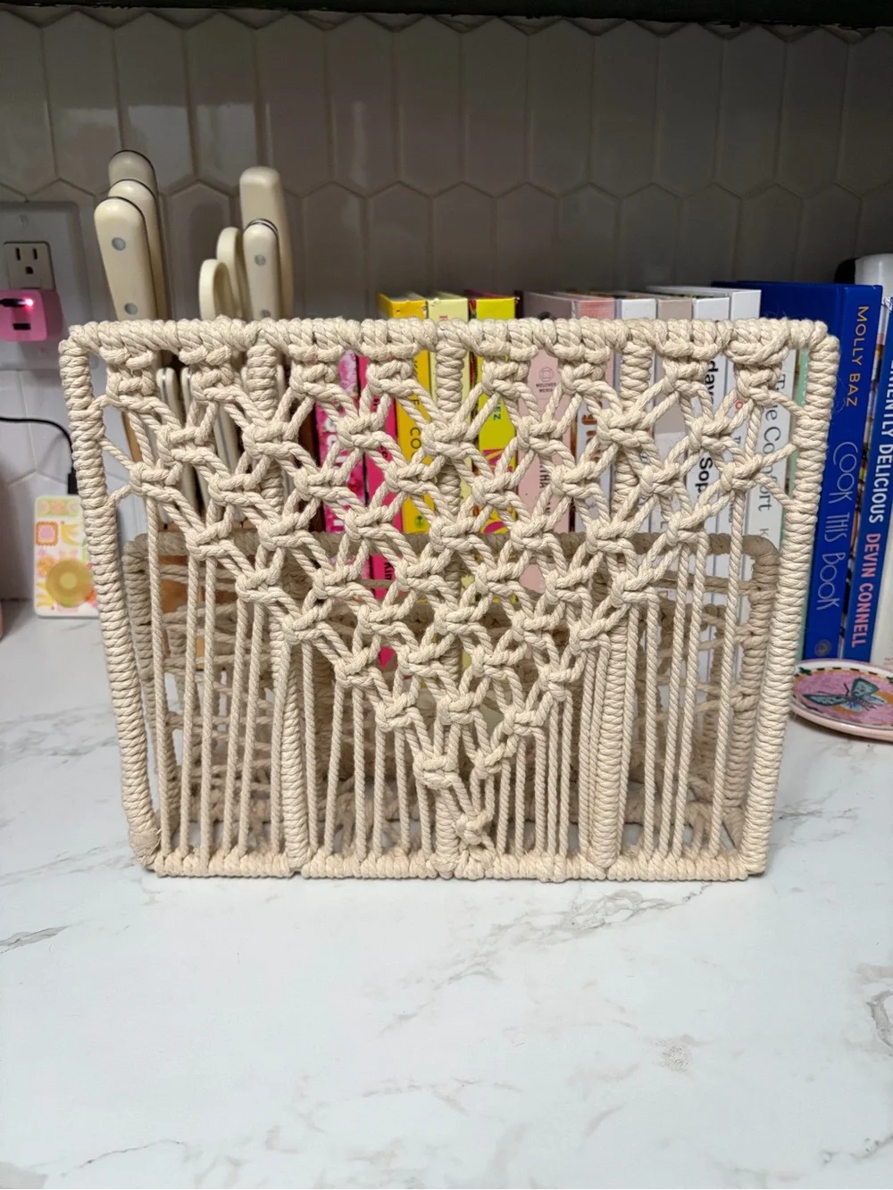 Handwoven Macrame letter/mail Organizer - Natural Cotton